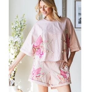 Oli & Hali Pink Star Embellished Women Shorts
